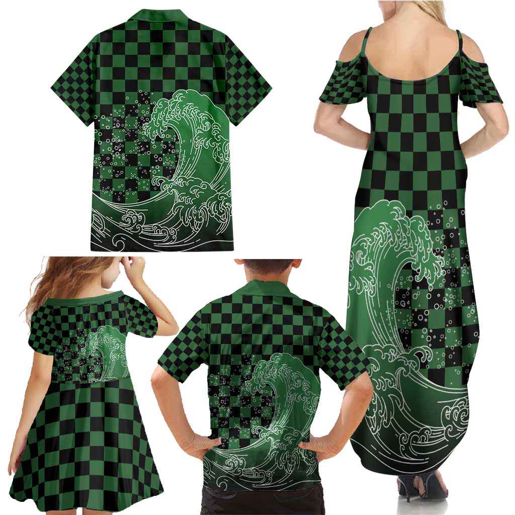 Japanese Asanoha Pattern Family Matching Summer Maxi Dress and Hawaiian Shirt Water Breathing Slayer Dragon LT9 - Polynesian Pride