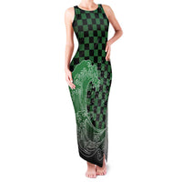 Japanese Asanoha Pattern Family Matching Tank Maxi Dress and Hawaiian Shirt Water Breathing Slayer Dragon LT9 Mom's Dress Green - Polynesian Pride