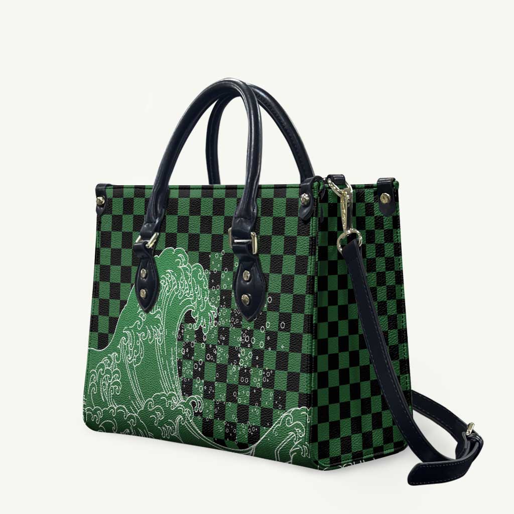 Japanese Asanoha Pattern Leather Bag Water Breathing Slayer Dragon LT9 Green - Polynesian Pride