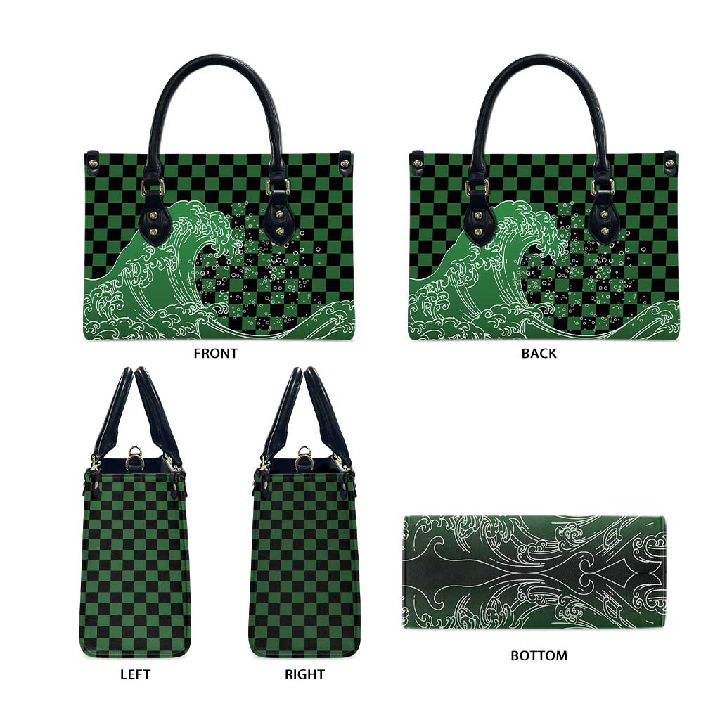 Japanese Asanoha Pattern Leather Bag Water Breathing Slayer Dragon - Polynesian Pride