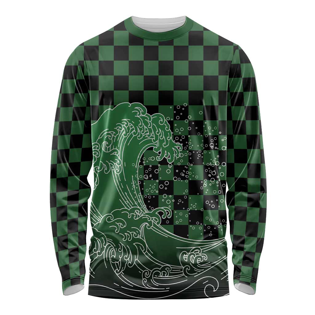 Japanese Asanoha Pattern Long Sleeve Shirt Water Breathing Slayer Dragon - Polynesian Pride