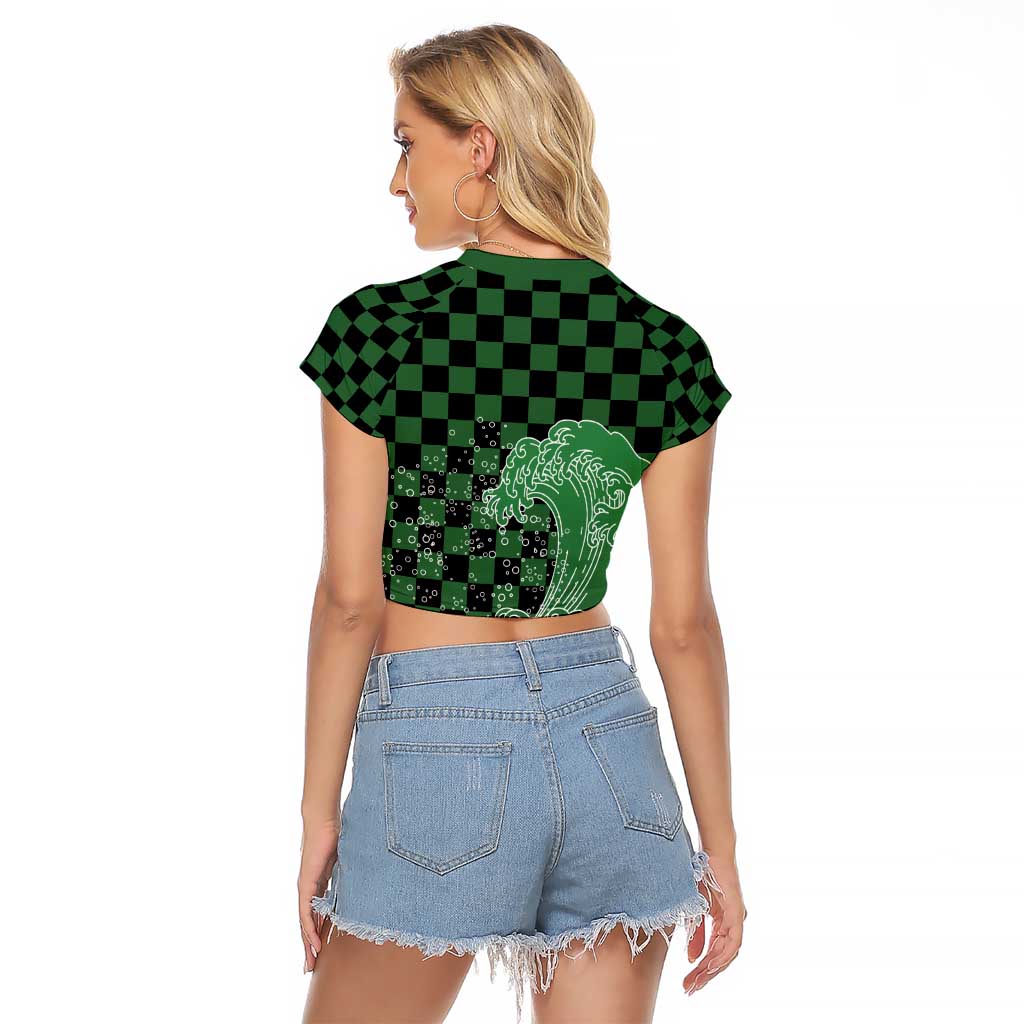 Japanese Asanoha Pattern Raglan Cropped T Shirt Water Breathing Slayer Dragon - Polynesian Pride