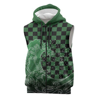 Japanese Asanoha Pattern Sleeveless Zip Hoodie Water Breathing Slayer Dragon LT9 Green - Polynesian Pride