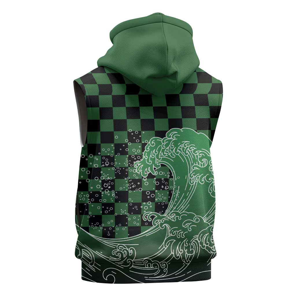 Japanese Asanoha Pattern Sleeveless Zip Hoodie Water Breathing Slayer Dragon LT9 - Polynesian Pride