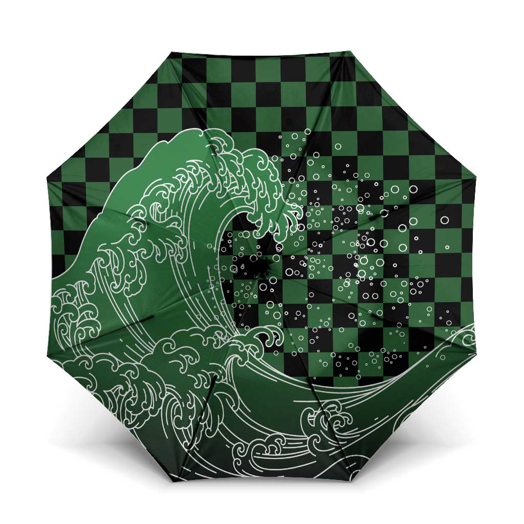 Japanese Asanoha Pattern Umbrella Water Breathing Slayer Dragon LT9 One Size Folded 11.42 inch Opened Diameter 37.4 inch Green - Polynesian Pride