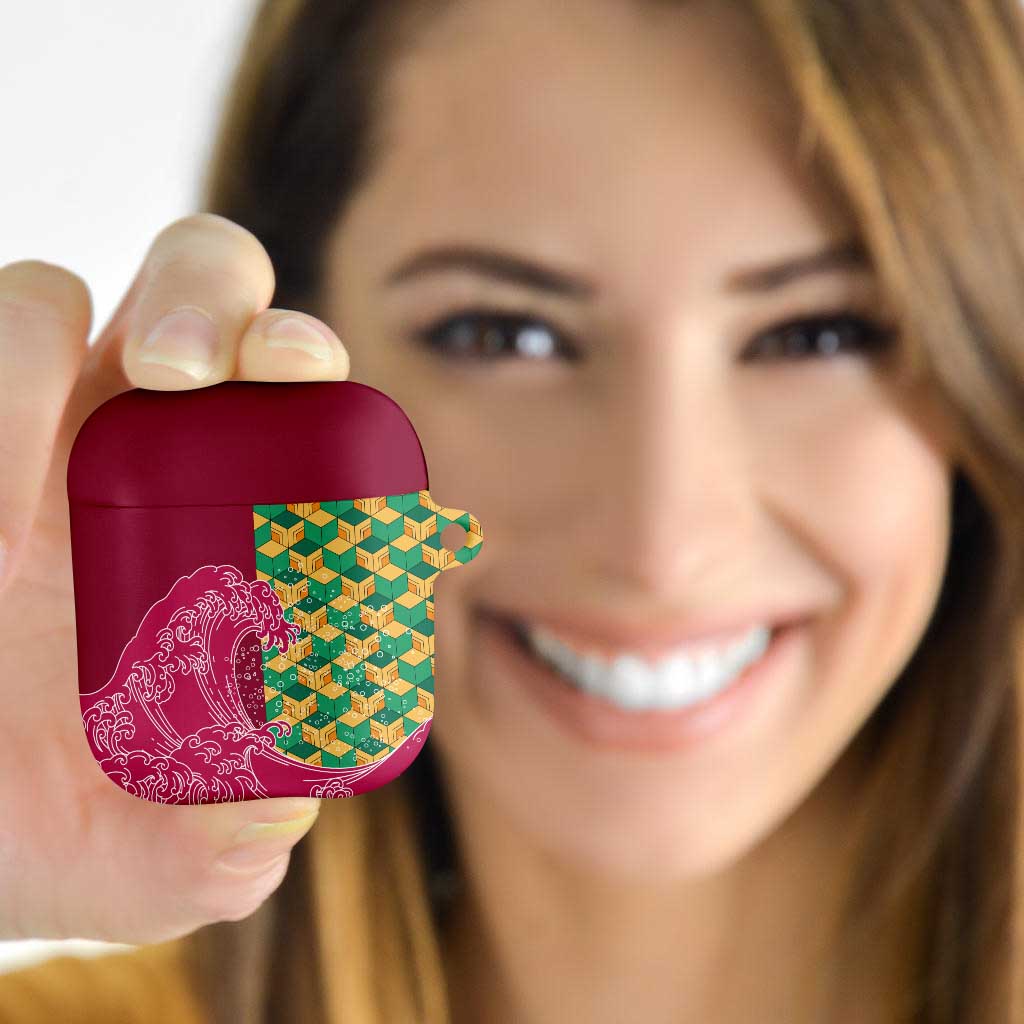 Japanese Bishamon-Kikkou Pattern AirPods Case Water Pillar Silent River Flow - Polynesian Pride