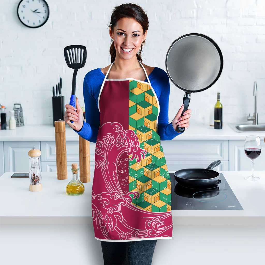 Japanese Bishamon-Kikkou Pattern Apron Water Pillar Silent River Flow - Polynesian Pride