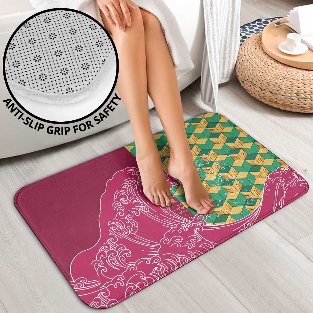 Japanese Bishamon-Kikkou Pattern Bathroom Set Water Pillar Silent River Flow - Polynesian Pride