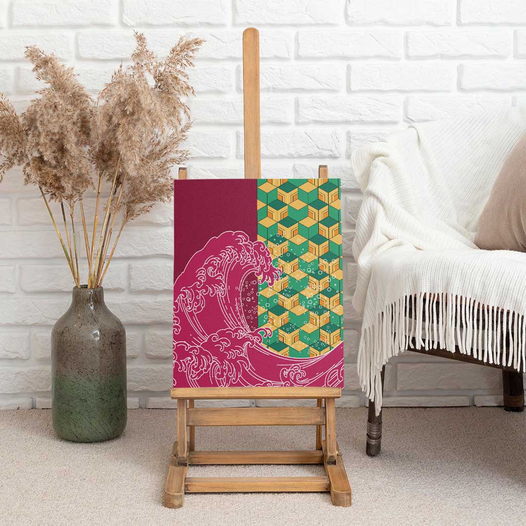 Japanese Bishamon-Kikkou Pattern Canvas Wall Art Water Pillar Silent River Flow - Polynesian Pride