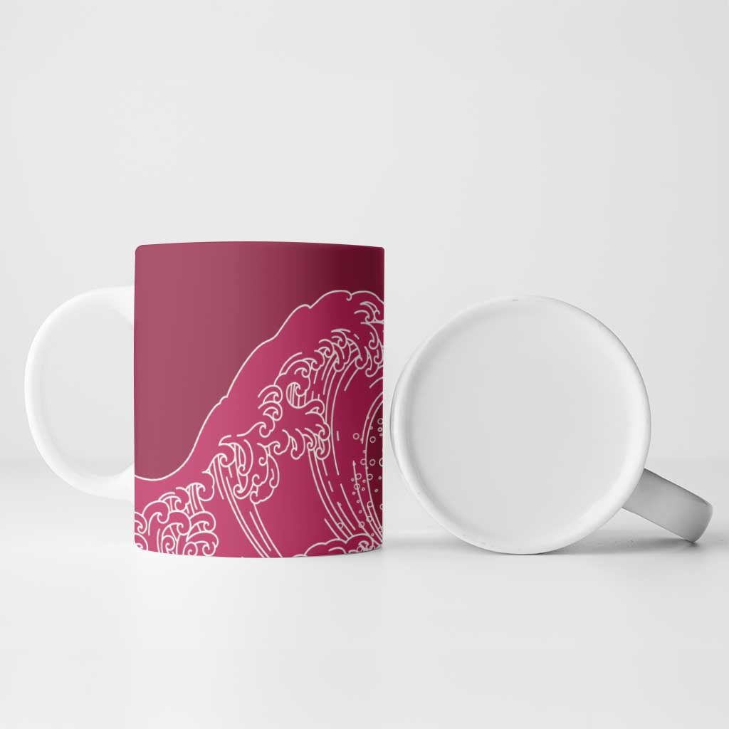 Japanese Bishamon-Kikkou Pattern Ceramic Mug Water Pillar Silent River Flow - Polynesian Pride