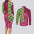 Japanese Bishamon-Kikkou Pattern Couples Matching Long Sleeve Bodycon Dress and Long Sleeve Button Shirt Water Pillar Silent River Flow - Polynesian Pride