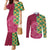 Japanese Bishamon-Kikkou Pattern Couples Matching Mermaid Dress and Long Sleeve Button Shirt Water Pillar Silent River Flow - Polynesian Pride