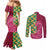 Japanese Bishamon-Kikkou Pattern Couples Matching Mermaid Dress and Long Sleeve Button Shirt Water Pillar Silent River Flow - Polynesian Pride