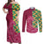 Japanese Bishamon-Kikkou Pattern Couples Matching Off Shoulder Maxi Dress and Long Sleeve Button Shirt Water Pillar Silent River Flow - Polynesian Pride