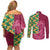 Japanese Bishamon-Kikkou Pattern Couples Matching Off Shoulder Short Dress and Long Sleeve Button Shirt Water Pillar Silent River Flow - Polynesian Pride