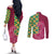 Japanese Bishamon-Kikkou Pattern Couples Matching Off The Shoulder Long Sleeve Dress and Long Sleeve Button Shirt Water Pillar Silent River Flow - Polynesian Pride