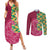 Japanese Bishamon-Kikkou Pattern Couples Matching Summer Maxi Dress and Long Sleeve Button Shirt Water Pillar Silent River Flow - Polynesian Pride