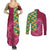 Japanese Bishamon-Kikkou Pattern Couples Matching Summer Maxi Dress and Long Sleeve Button Shirt Water Pillar Silent River Flow - Polynesian Pride