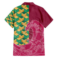 Japanese Bishamon-Kikkou Pattern Family Matching Off Shoulder Maxi Dress and Hawaiian Shirt Water Pillar Silent River Flow - Polynesian Pride