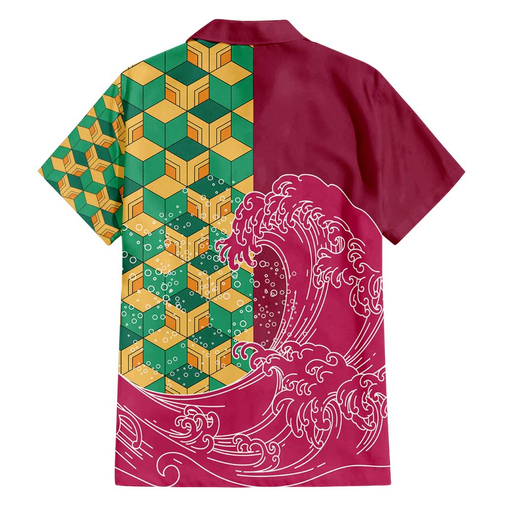Japanese Bishamon-Kikkou Pattern Family Matching Tank Maxi Dress and Hawaiian Shirt Water Pillar Silent River Flow - Polynesian Pride