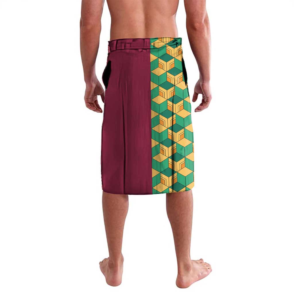 Japanese Bishamon-Kikkou Pattern Lavalava Water Pillar Silent River Flow - Polynesian Pride