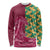 Japanese Bishamon-Kikkou Pattern Long Sleeve Shirt Water Pillar Silent River Flow - Polynesian Pride