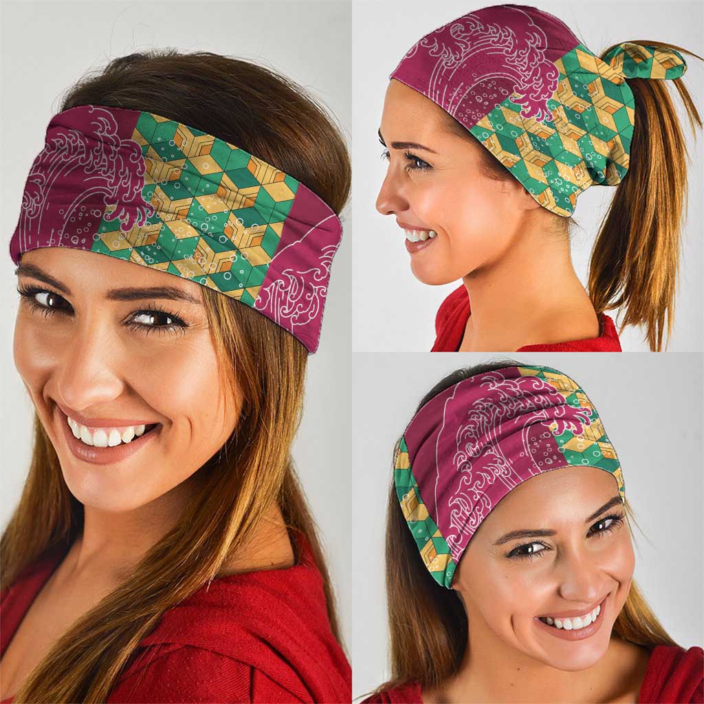 Japanese Bishamon-Kikkou Pattern Neck Gaiter Water Pillar Silent River Flow - Polynesian Pride