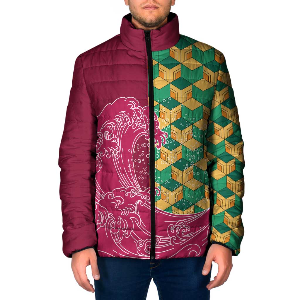 Japanese Bishamon-Kikkou Pattern Padded Jacket Water Pillar Silent River Flow - Polynesian Pride