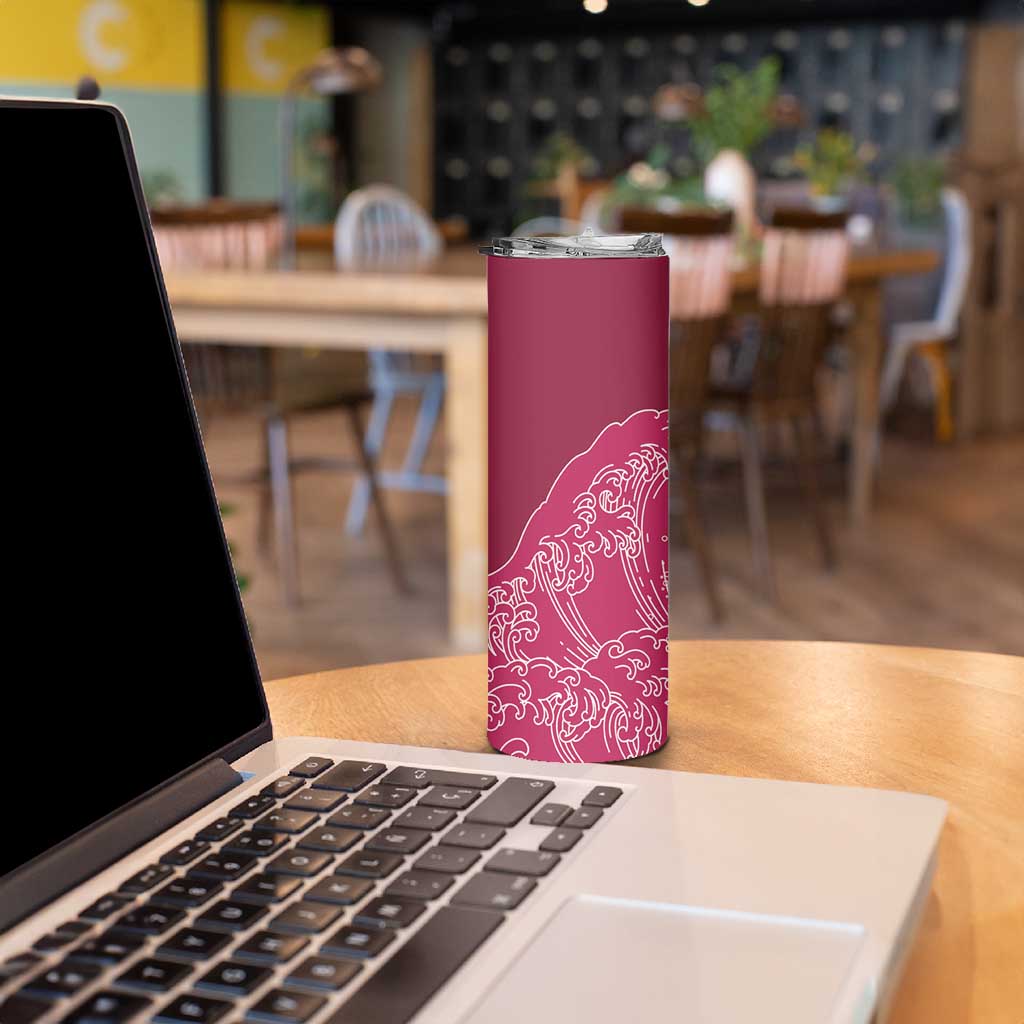 Japanese Bishamon-Kikkou Pattern Skinny Tumbler Water Pillar Silent River Flow - Polynesian Pride