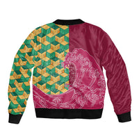 Japanese Bishamon-Kikkou Pattern Sleeve Zip Bomber Jacket Water Pillar Silent River Flow - Polynesian Pride