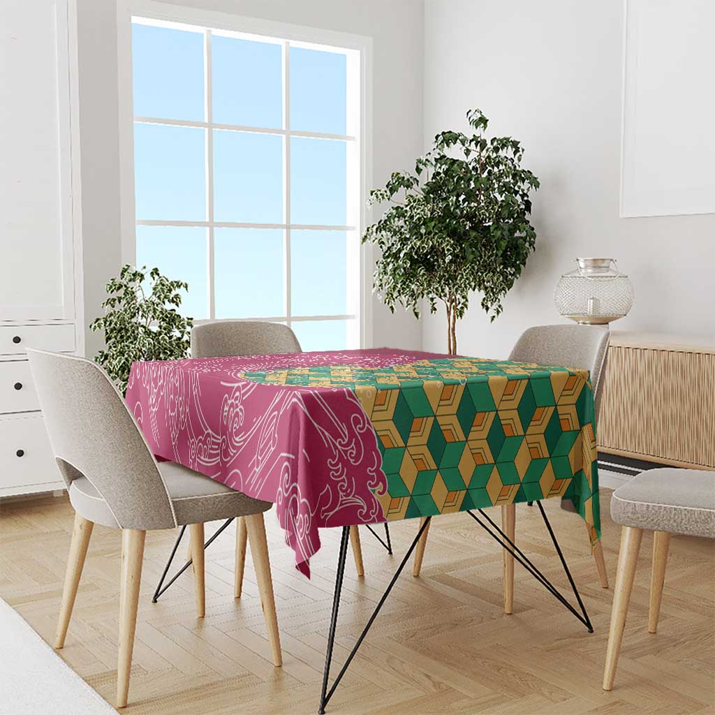 Japanese Bishamon-Kikkou Pattern Tablecloth Water Pillar Silent River Flow - Polynesian Pride