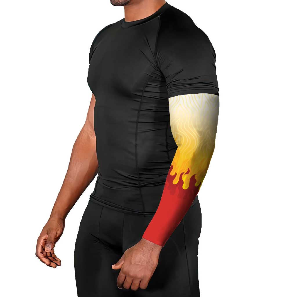 Japanese Kaen Pattern Arm Sleeves Flame Pillar Blazing Lion Heart - Polynesian Pride