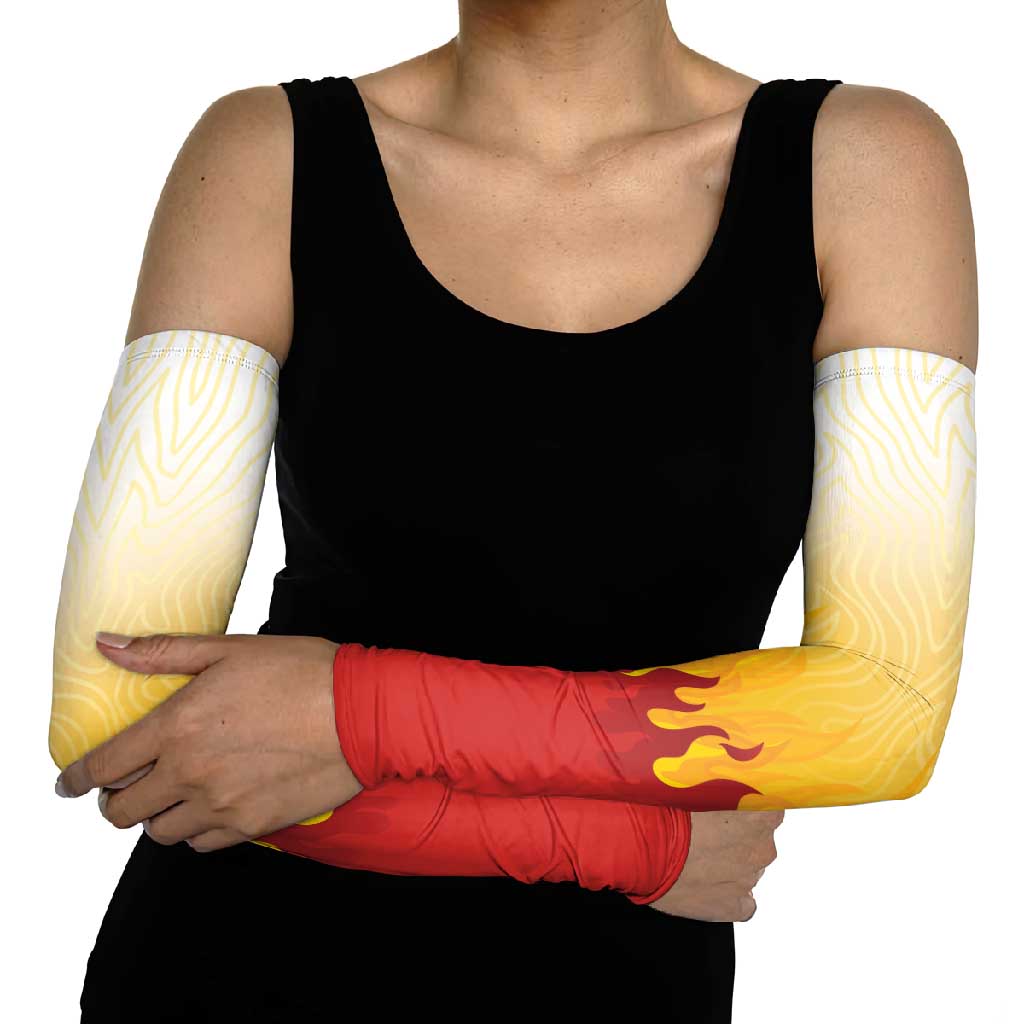 Japanese Kaen Pattern Arm Sleeves Flame Pillar Blazing Lion Heart - Polynesian Pride