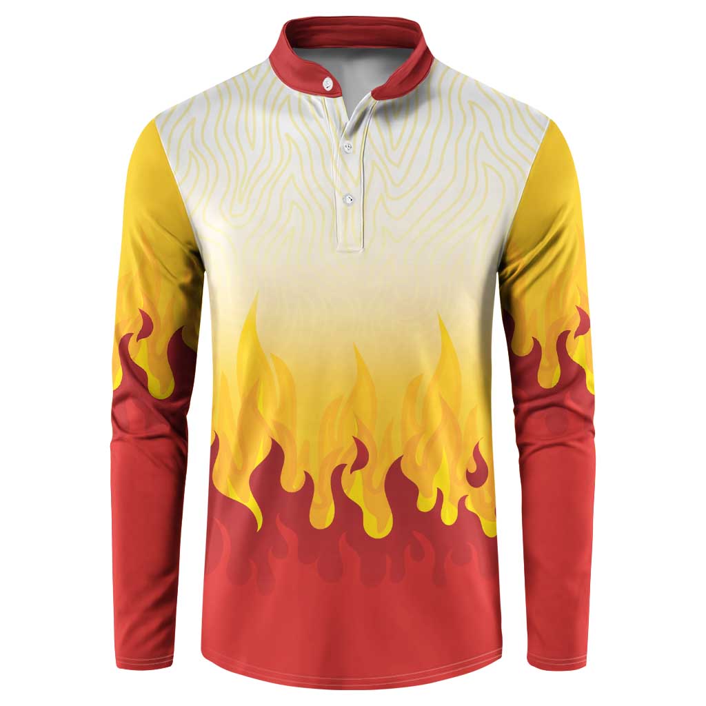 Japanese Kaen Pattern Button Sweatshirt Flame Pillar Blazing Lion Heart - Polynesian Pride
