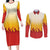Japanese Kaen Pattern Couples Matching Long Sleeve Bodycon Dress and Long Sleeve Button Shirt Flame Pillar Blazing Lion Heart - Polynesian Pride