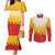 Japanese Kaen Pattern Couples Matching Mermaid Dress and Long Sleeve Button Shirt Flame Pillar Blazing Lion Heart - Polynesian Pride