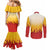 Japanese Kaen Pattern Couples Matching Mermaid Dress and Long Sleeve Button Shirt Flame Pillar Blazing Lion Heart - Polynesian Pride