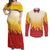 Japanese Kaen Pattern Couples Matching Off Shoulder Maxi Dress and Long Sleeve Button Shirt Flame Pillar Blazing Lion Heart - Polynesian Pride