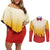 Japanese Kaen Pattern Couples Matching Off Shoulder Short Dress and Long Sleeve Button Shirt Flame Pillar Blazing Lion Heart - Polynesian Pride