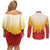 Japanese Kaen Pattern Couples Matching Off Shoulder Short Dress and Long Sleeve Button Shirt Flame Pillar Blazing Lion Heart - Polynesian Pride
