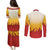 Japanese Kaen Pattern Couples Matching Puletasi and Long Sleeve Button Shirt Flame Pillar Blazing Lion Heart - Polynesian Pride