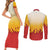 Japanese Kaen Pattern Couples Matching Short Sleeve Bodycon Dress and Long Sleeve Button Shirt Flame Pillar Blazing Lion Heart - Polynesian Pride