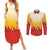 Japanese Kaen Pattern Couples Matching Summer Maxi Dress and Long Sleeve Button Shirt Flame Pillar Blazing Lion Heart - Polynesian Pride