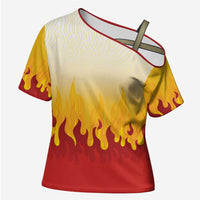 Japanese Kaen Pattern Cross Shoulder Shirt Flame Pillar Blazing Lion Heart - Polynesian Pride