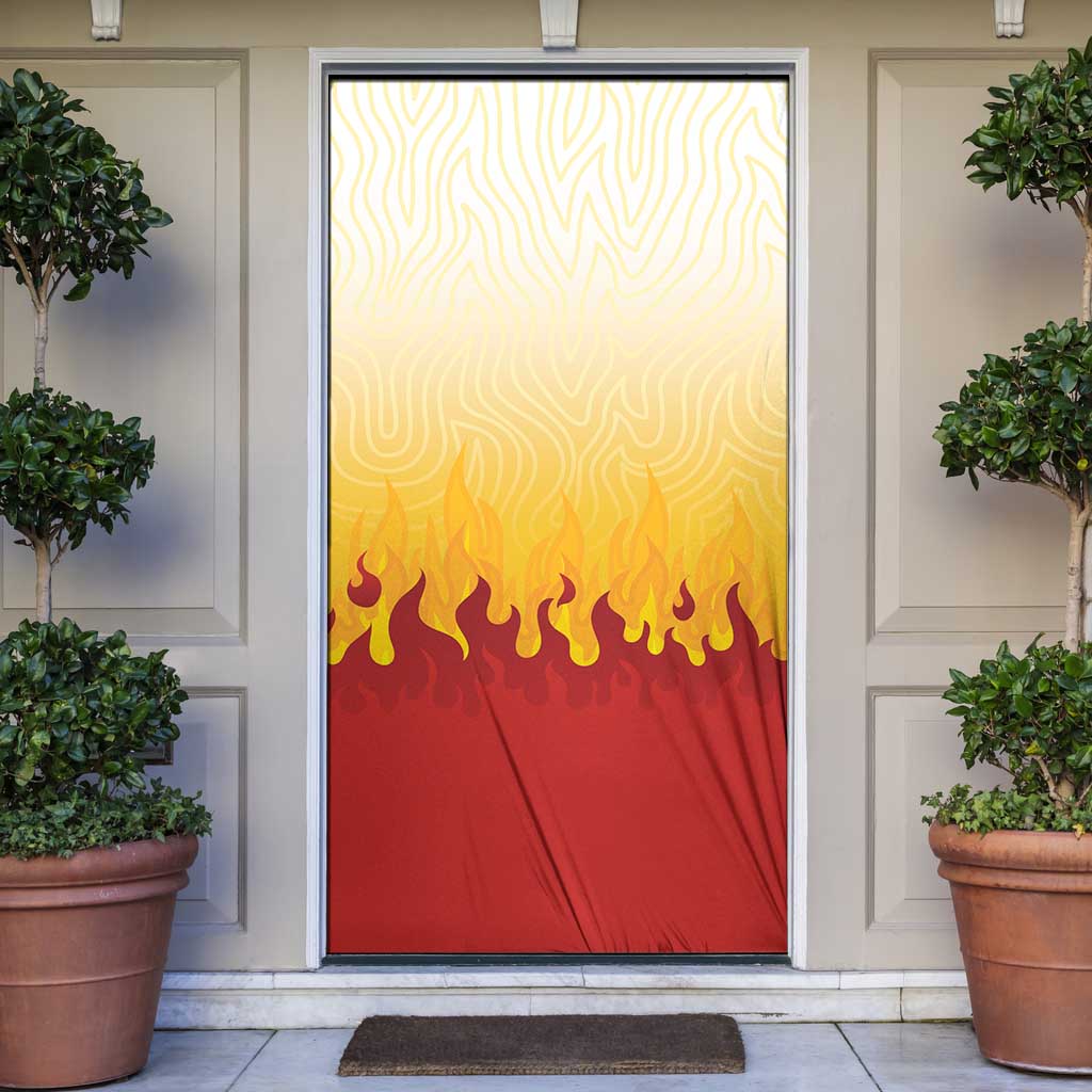 Japanese Kaen Pattern Door Cover Flame Pillar Blazing Lion Heart LT9 Red - Polynesian Pride
