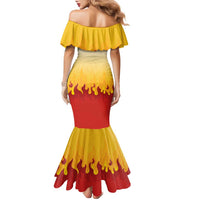 Japanese Kaen Pattern Family Matching Mermaid Dress and Hawaiian Shirt Flame Pillar Blazing Lion Heart LT9 - Polynesian Pride