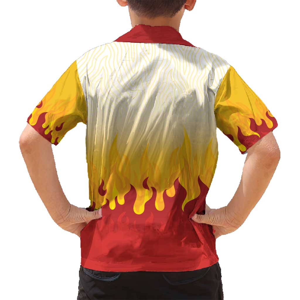 Japanese Kaen Pattern Family Matching Off Shoulder Maxi Dress and Hawaiian Shirt Flame Pillar Blazing Lion Heart - Polynesian Pride