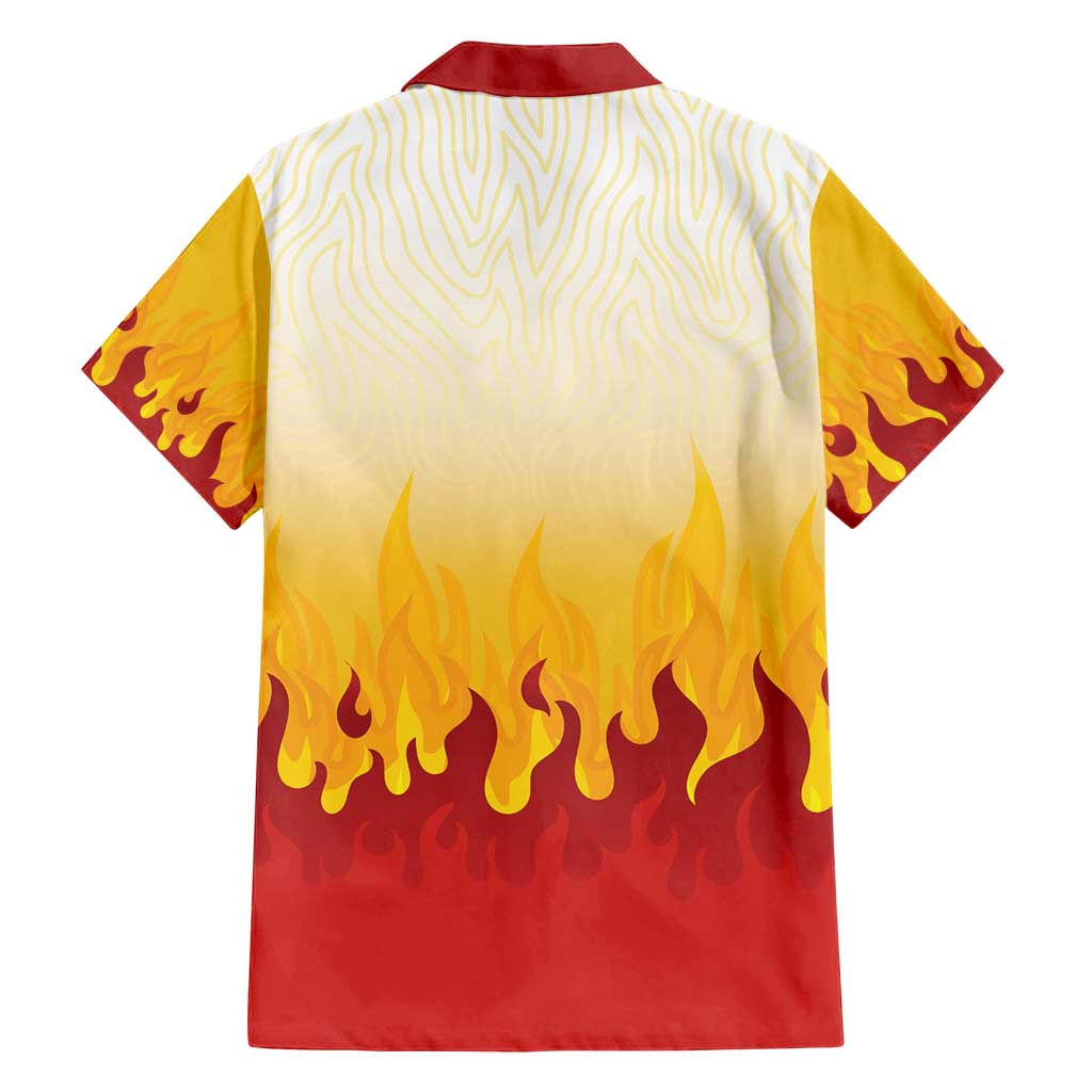 Japanese Kaen Pattern Family Matching Off Shoulder Maxi Dress and Hawaiian Shirt Flame Pillar Blazing Lion Heart - Polynesian Pride