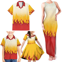 Japanese Kaen Pattern Family Matching Tank Maxi Dress and Hawaiian Shirt Flame Pillar Blazing Lion Heart LT9 - Polynesian Pride