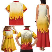 Japanese Kaen Pattern Family Matching Tank Maxi Dress and Hawaiian Shirt Flame Pillar Blazing Lion Heart LT9 - Polynesian Pride